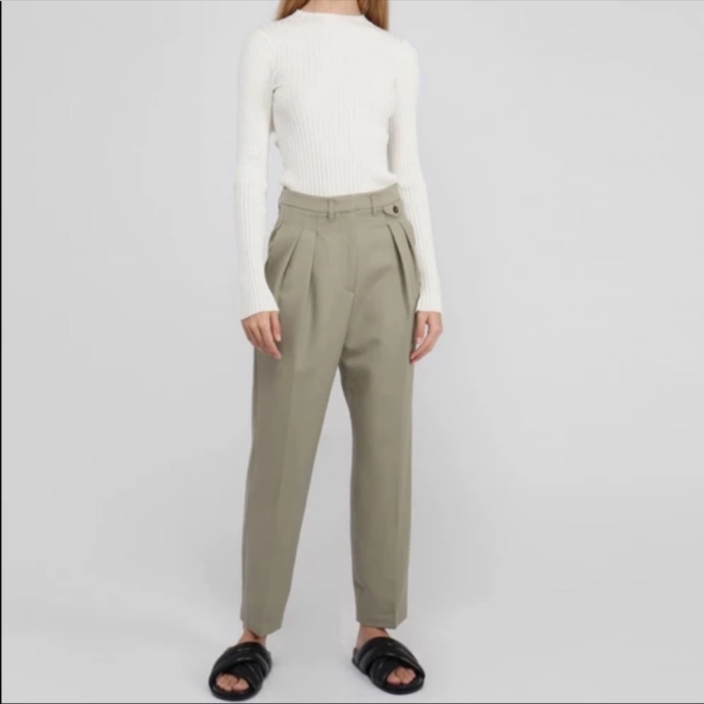 Anine Bing Mycah Trousers, size 38, Olive Green